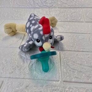 WubbaNub Mary Meyer Chicken Plush Pacifier Infant Unisex OS Gray Polka Dot Farm